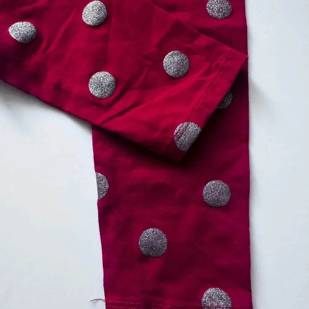 Gap Red Metallic Silver Dot Holiday Leggings - Size 8